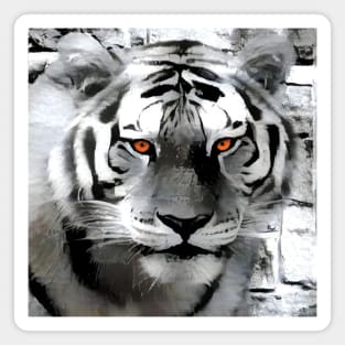 Tiger Black and White Spray Paint Wall Magnet